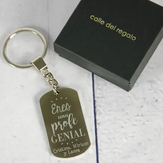 Llavero personalizado Eres un profe genial (Idea de regalo original)