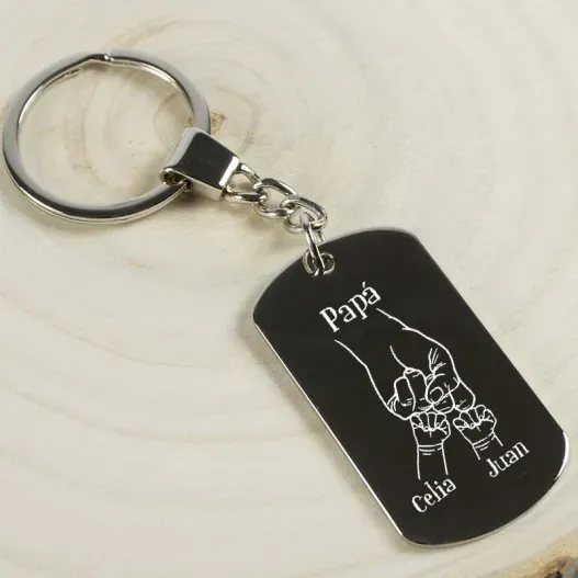 Llavero personalizado 'Un gran equipo' (Detalle de presentación)