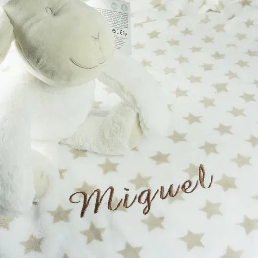 Manta beb&eacute; bordada con peluche (Vista alternativa)