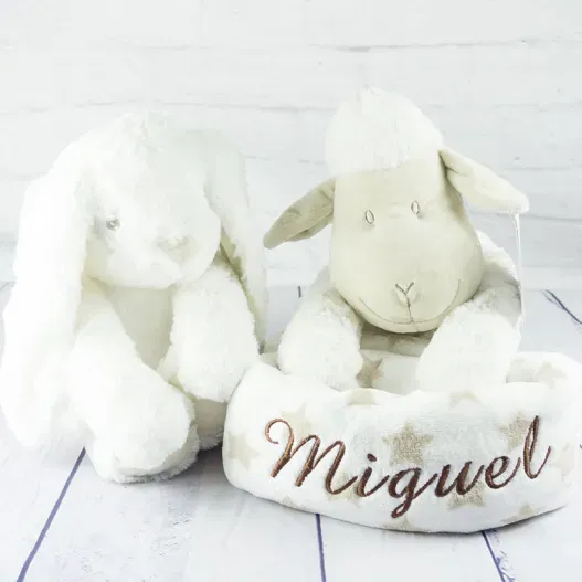 Manta beb&eacute; bordada con peluche (Idea de regalo original)