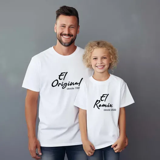 Pack camisetas blancas personalizadas Original y Remix (Idea de regalo original)