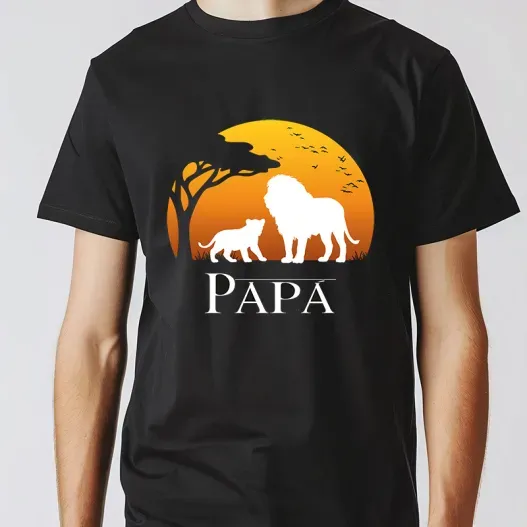 Pack camisetas negras padre e hijo personalizadas con nombre 'Leones' (Foto de catálogo)