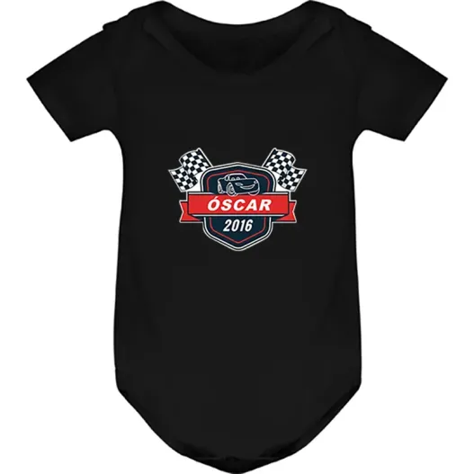 Pack camisetas negras personalizadas Padre e Hijo 'Carreras' (Detalle de presentación)