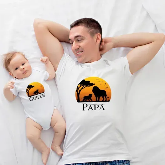 Pack camisetas padre e hijo personalizadas con nombre 'Leones' (Vista alternativa)