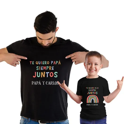 Pack camisetas padre e hijo personalizado Arcoiris