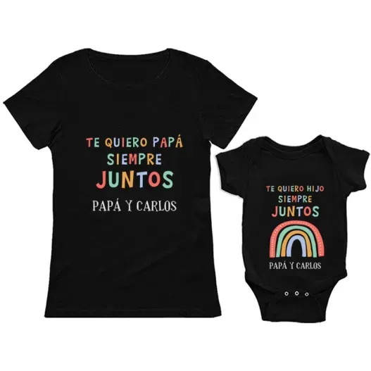 Pack camisetas padre e hijo personalizado Arcoiris (Idea de regalo original)