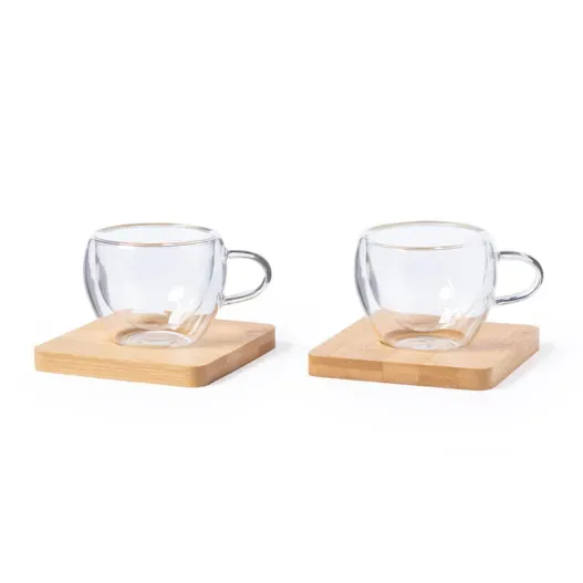 Pack de dos tazas de cristal y bamb&uacute;
