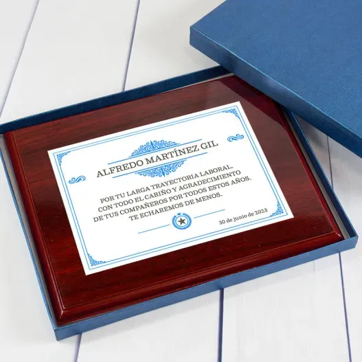 Placa conmemorativa para homenaje personalizada (Idea de regalo original)