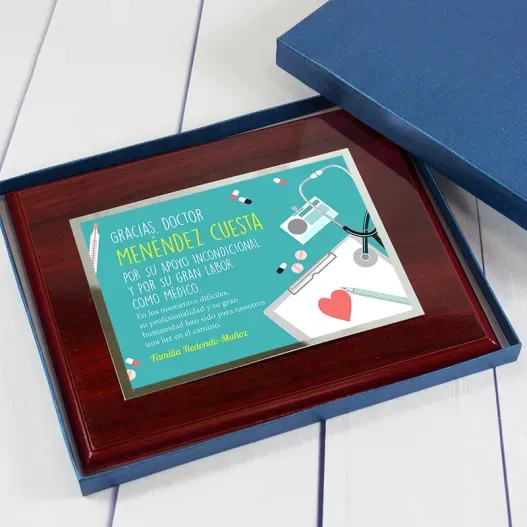 Placa de homenaje personalizada para m&eacute;dicos