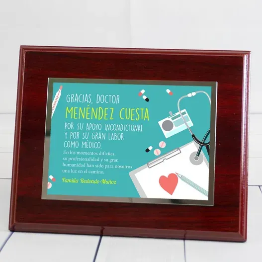 Placa de homenaje personalizada para m&eacute;dicos (Vista alternativa)