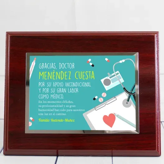 Placa de homenaje personalizada para m&eacute;dicos (Idea de regalo original)