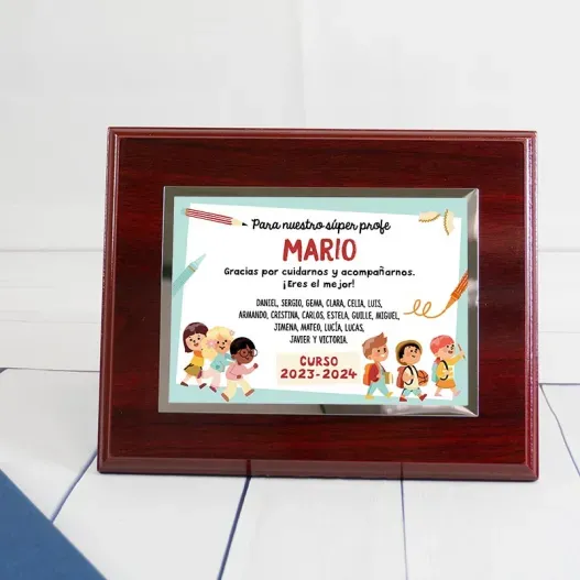 Placa de agradecimiento para profes personalizada (Vista alternativa)