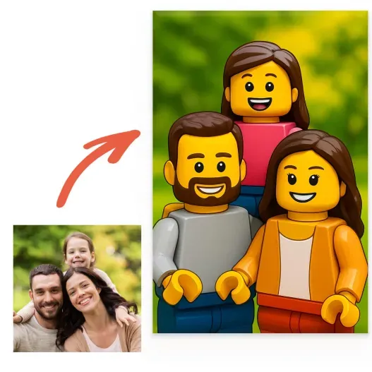 Placa de PVC personalizada con retrato estilo Bloques de Construcci&oacute;n