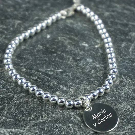 Pulsera bolitas plata personalizada (Vista alternativa)