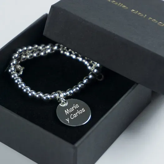 Pulsera bolitas plata personalizada (Idea de regalo original)