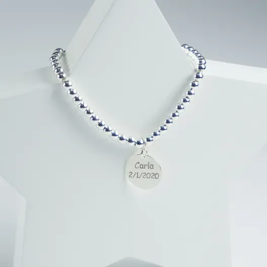 Pulsera bolitas plata personalizada (Foto de catálogo)