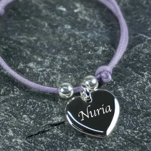Pulsera coraz&oacute;n de plata personalizada (Vista alternativa)