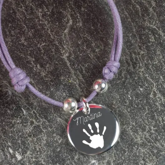 Pulsera de plata personalizada 'Huella' (Vista alternativa)