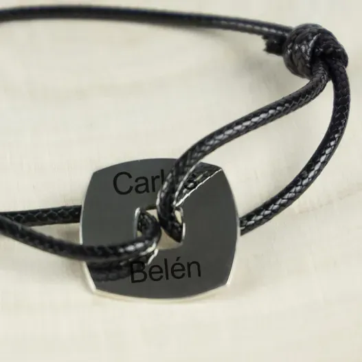 Pulsera de plata ficha cuadrada personalizada (Foto de catálogo)