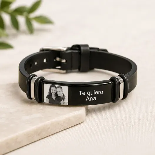 Pulsera grabada con foto para hombre