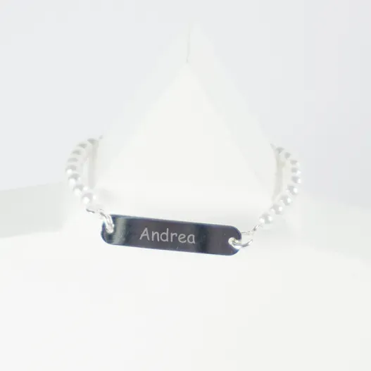 Pulsera de plata ni&ntilde;a grabada (Idea de regalo original)