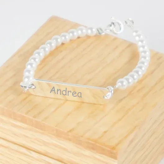 Pulsera de plata ni&ntilde;a grabada (Vista alternativa)