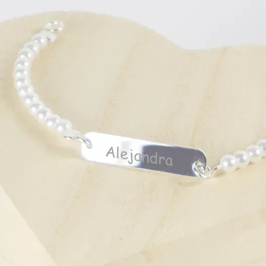Pulsera de plata ni&ntilde;a grabada