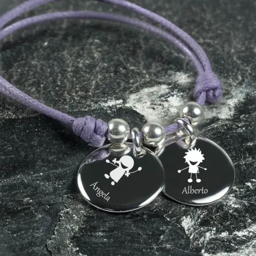 Pulsera medallas de plata personalizadas (Vista alternativa)