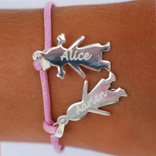 Pulsera de plata querub&iacute;n personalizada (Foto de catálogo)