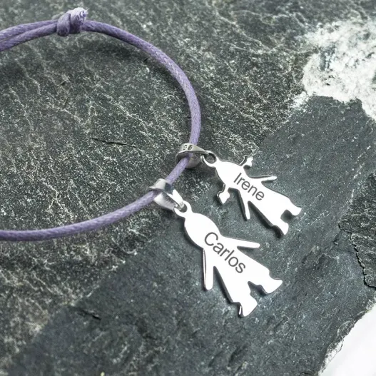 Pulsera de plata querub&iacute;n personalizada (Vista alternativa)
