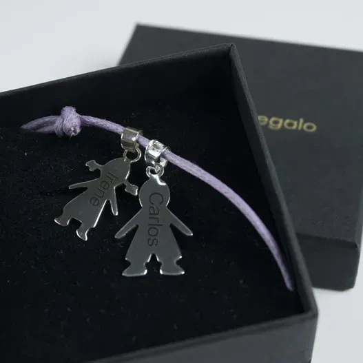 Pulsera de plata querub&iacute;n personalizada (Idea de regalo original)