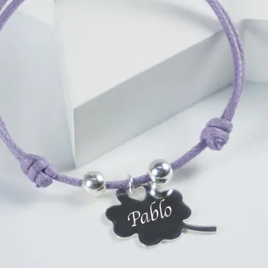 Pulsera de plata tr&eacute;bol personalizada (Foto de catálogo)
