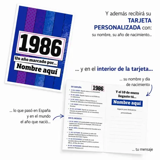 Regalo 40 cumplea&ntilde;os: libro con tarjeta (Opción de grabado)