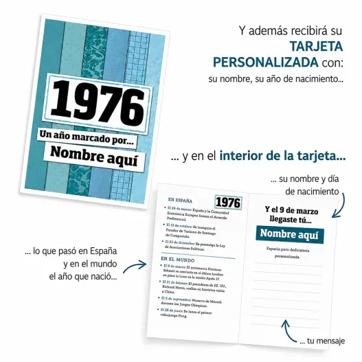 Regalo 50 cumplea&ntilde;os: libro con tarjeta (Opción de grabado)