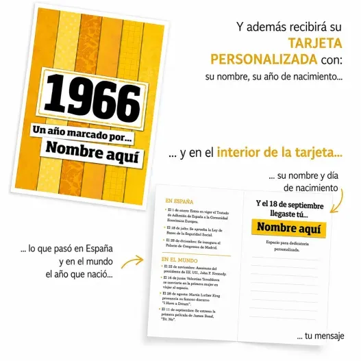 Regalo 60 cumplea&ntilde;os: libro con tarjeta (Opción de grabado)