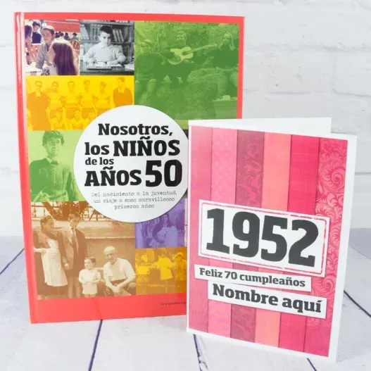 Regalo 70 cumplea&ntilde;os: libro con tarjeta