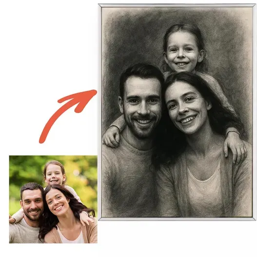 Retrato personalizado a partir de tu foto con marco (Elige tu estilo) (Vista alternativa)