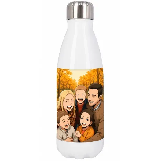 Retrato personalizado en botella termo (Idea de regalo original)