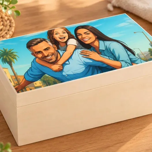 Retrato personalizado en caja de madera 