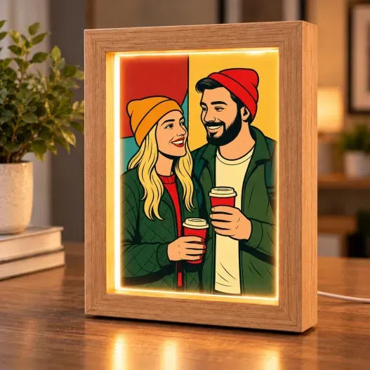 Retrato personalizado en marco luminoso (Vista alternativa)