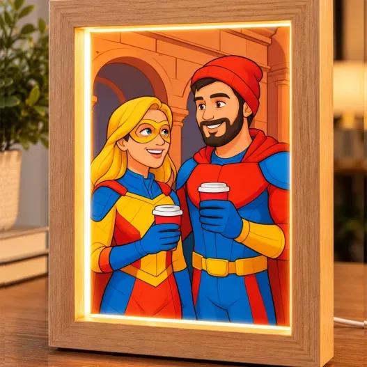 Retrato personalizado en marco luminoso (Detalle de presentación)