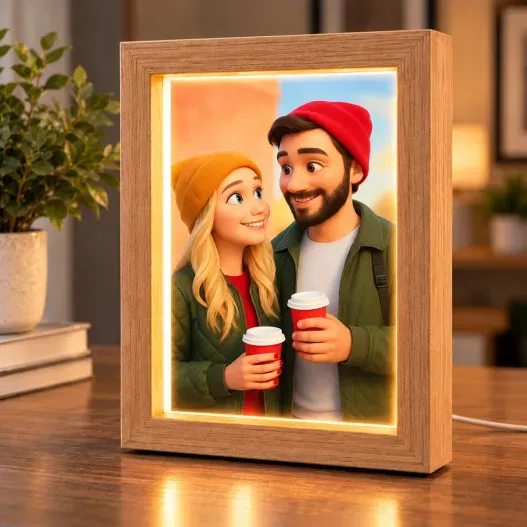 Retrato personalizado en marco luminoso (Idea de regalo original)