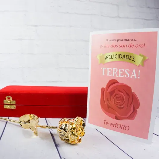 Rosa de oro grabada para cumplea&ntilde;os (Foto de catálogo)