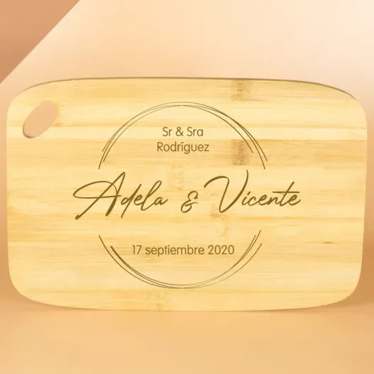 Tabla de madera para pareja grabada (Detalle de presentación)