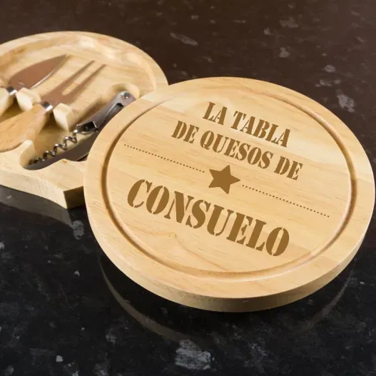 Tabla de quesos grabada (Detalle de presentación)
