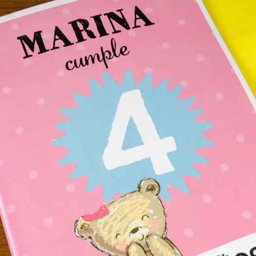 Tarjeta infantil Topos rosas (Idea de regalo original)