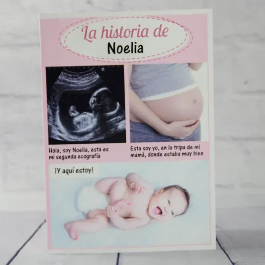 Tarjeta nacimiento la historia de... (Idea de regalo original)