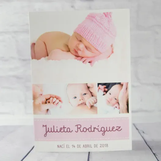 Tarjeta para beb&eacute; personalizada con fotos (Vista alternativa)