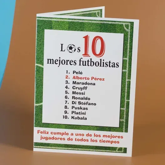Tarjeta personalizada 'Los 10 futbolistas' (Idea de regalo original)