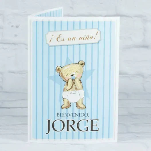 Tarjeta personalizada osito para nacimiento